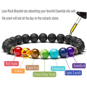 7 Chakras Lava Rock Bracelet