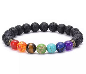 7 Chakras Lava Rock Bracelet